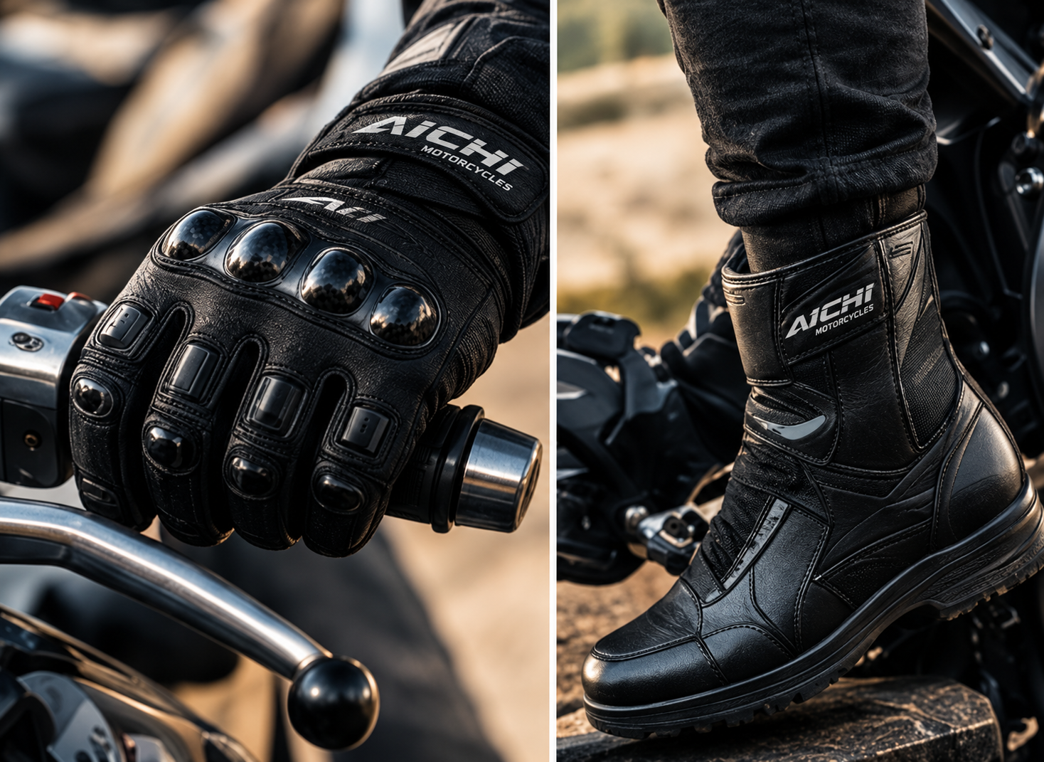 Equipo AICHI_ Guante y Bota de Motociclista